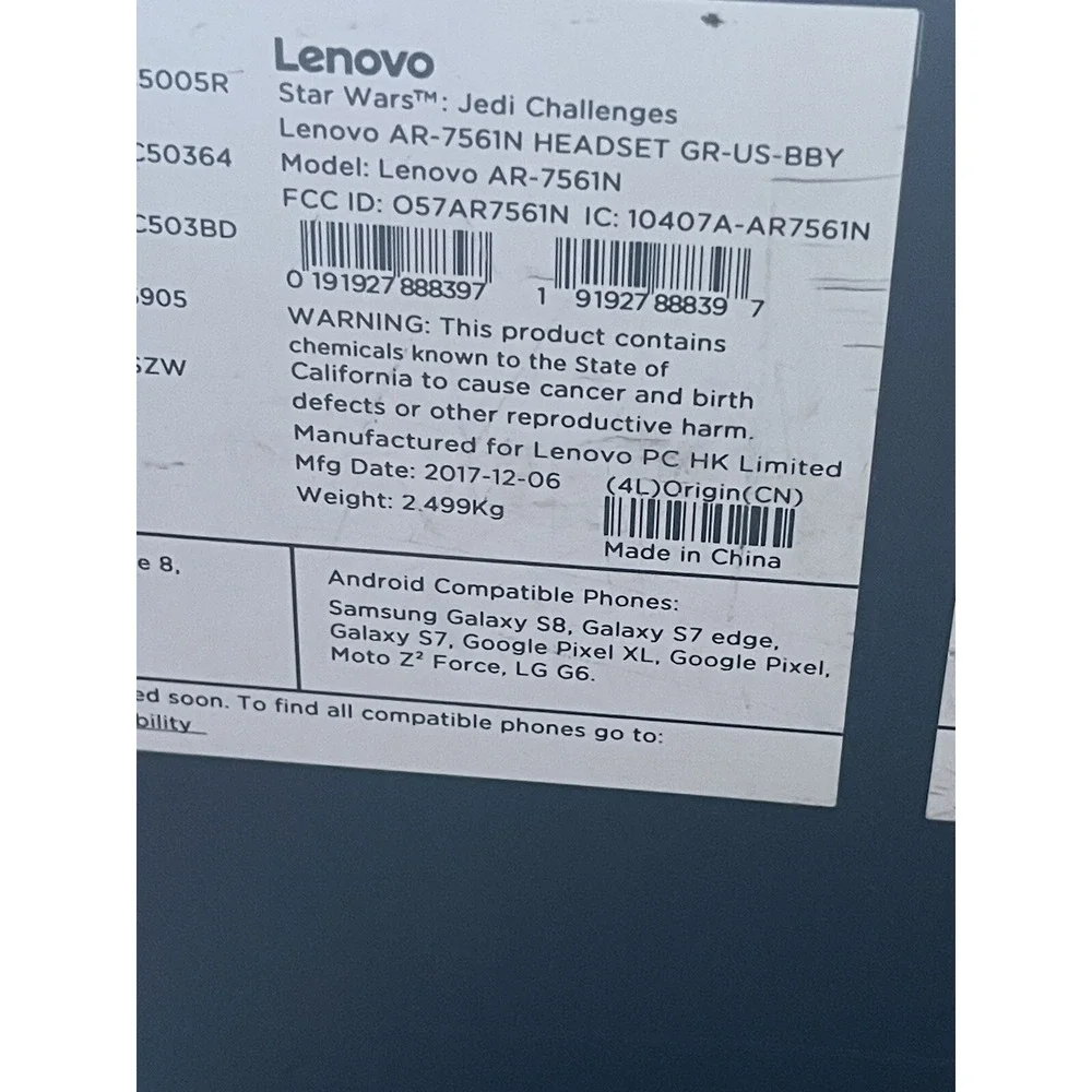 Lenovo Star Wars Jedi Challenges Lightsaber AR-7561N VR Headset With Box